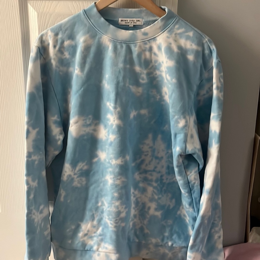 light blue and white tie dye